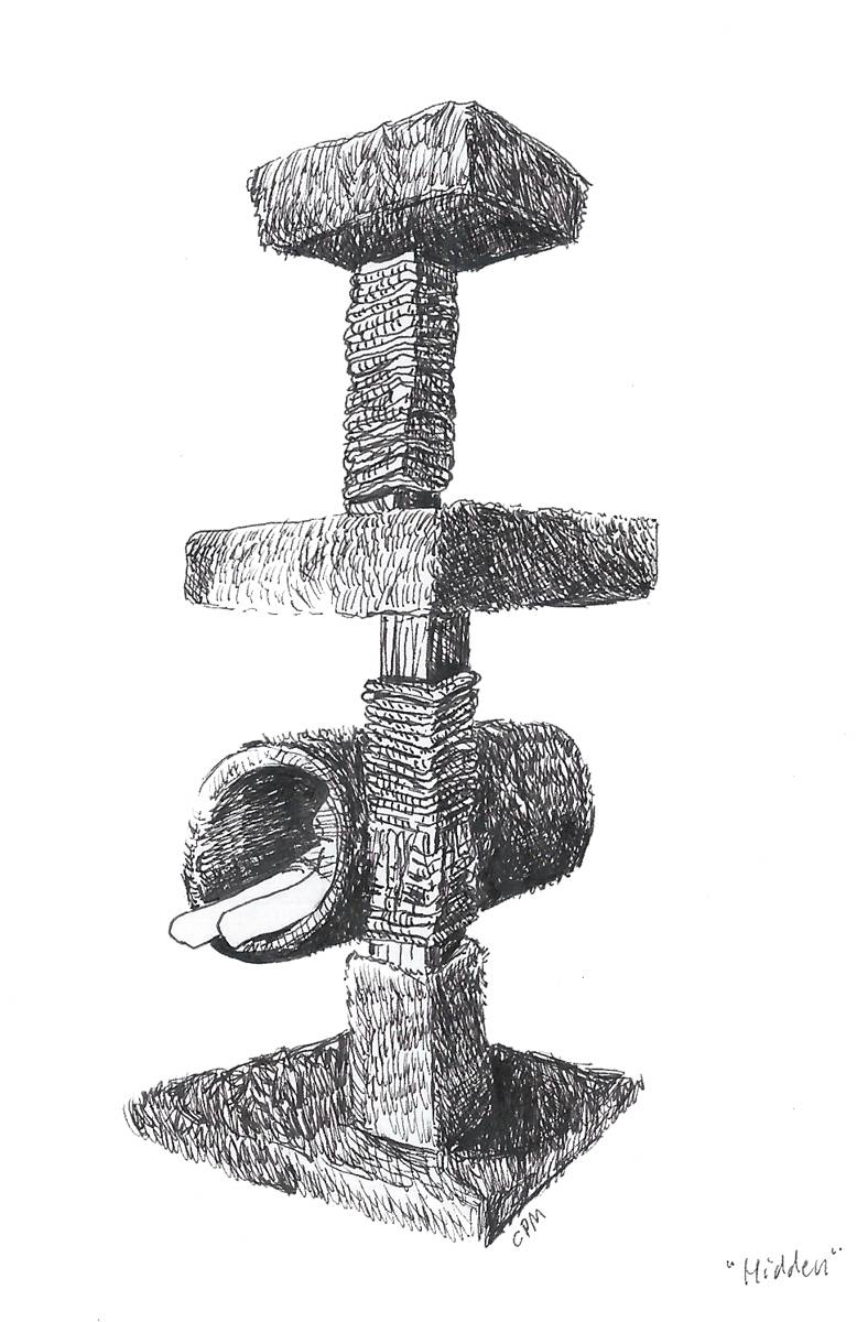 Pen drawing of cat tree.
